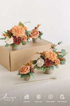Sunset Terracotta Artificial Flowers with Vase Wedding Decor in 8" x 5.6" in Or-sunset Terracotta, alternate view 6