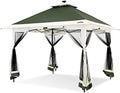 Suntime Pop Up Gazebo, Solar LED, 12x12 ft, Green in 12x12 ft in Green