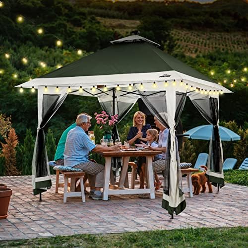 Suntime Pop Up Gazebo, Solar LED, 12x12 ft, Green in 12x12 ft in Green, alternate view 2