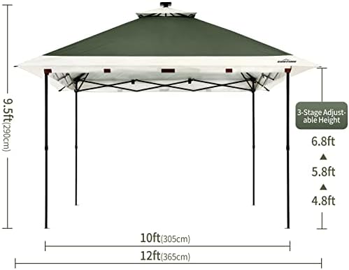 Suntime Pop Up Gazebo, Solar LED, 12x12 ft, Green in 12x12 ft in Green, alternate view 3