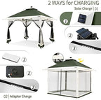 Suntime Pop Up Gazebo, Solar LED, 12x12 ft, Green in 12x12 ft in Green, alternate view 4