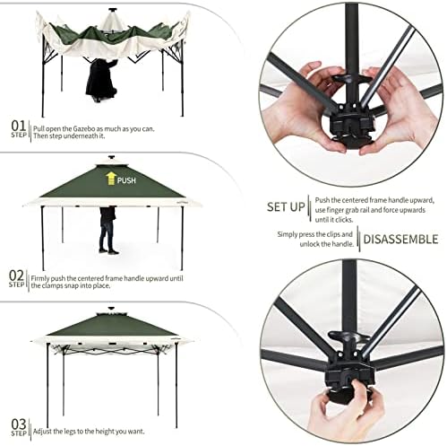 Suntime Pop Up Gazebo, Solar LED, 12x12 ft, Green in 12x12 ft in Green, alternate view 6