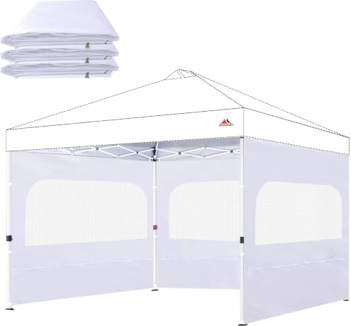 Sunwall for 10x10 Canopy Frame with Zipper, 3Pack Sunwalls Only, (White) in White