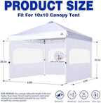 Sunwall for 10x10 Canopy Frame with Zipper, 3Pack Sunwalls Only, (White) in White, alternate view 2