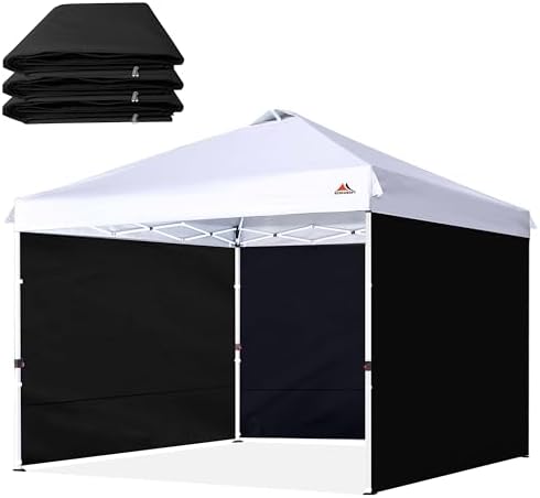 SunWall for 10x10 Pop Up Canopy Frame, 3 Pack SideWall Only (10X10, Black) in Black