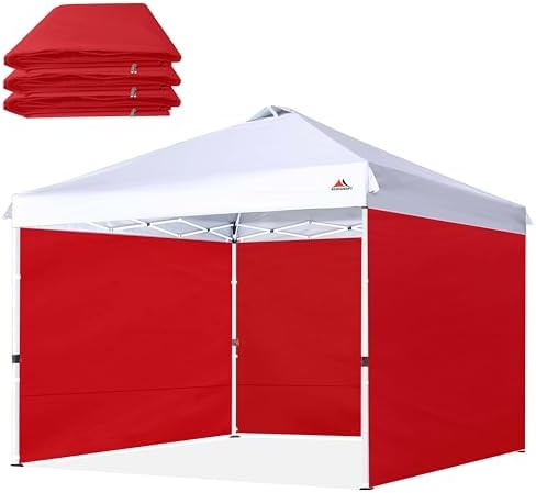 SunWall for 10x10 Pop Up Canopy Frame, 3 Pack SideWall Only (10X10, Red) in Red
