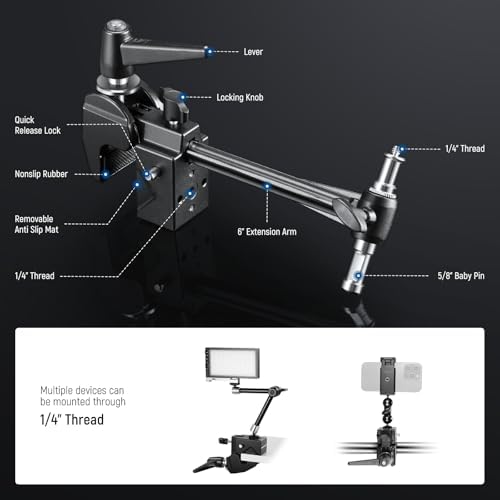 Super Clamp with 6" Extension Arm, 5/8" Stud, 2.4" Jaw Grip, alternate view 7