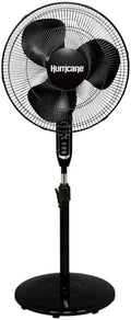 Supreme Oscillating Pedestal Fan w/Remote for Home, Black, 16in in Black