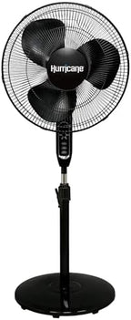 Supreme Oscillating Pedestal Fan w/Remote for Home, Black, 16in in Black