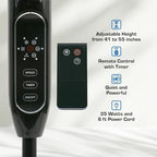 Supreme Oscillating Pedestal Fan w/Remote for Home, Black, 16in in Black, alternate view 5