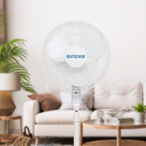 Supreme Oscillating Pedestal Fan w/ Remote for Home, White, 16 in in White, alternate view 2
