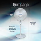 Supreme Oscillating Pedestal Fan w/ Remote for Home, White, 16 in in White, alternate view 3