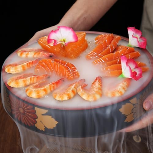 Sushi Plate 10.23 Inch Square Seafood Serving Tray with Baffle for Sashimi Storage and Sushi Presentation Ideal, alternate