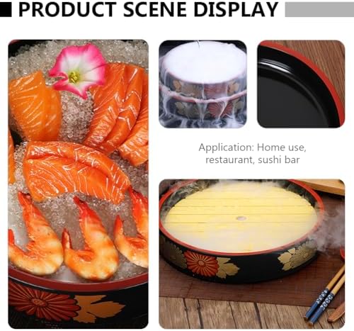 Sushi Plate 10.23 Inch Square Seafood Serving Tray with Baffle for Sashimi Storage and Sushi Presentation Ideal, alternate