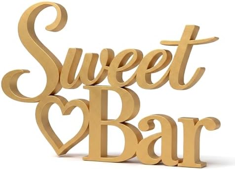 Sweet Bar Sign Gold for Wedding Dessert Table Party Decor in 11 x 7 inches in Gold