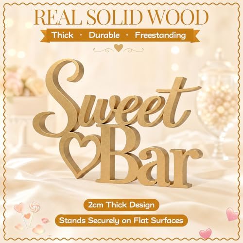 Sweet Bar Sign Gold for Wedding Dessert Table Party Decor in 11 x 7 inches in Gold, alternate view 3