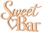 Sweet Bar Sign Natural Wood for Wedding Dessert Table Party Decor in 11 x 7 inches in Natural Wood