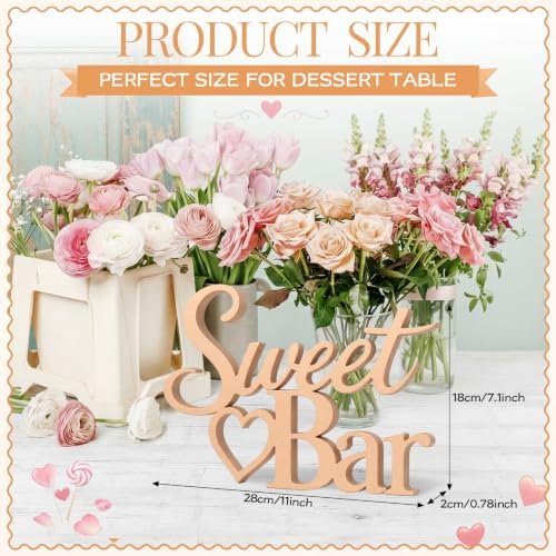 Sweet Bar Sign Natural Wood for Wedding Dessert Table Party Decor in 11 x 7 inches in Natural Wood, alternate view 2