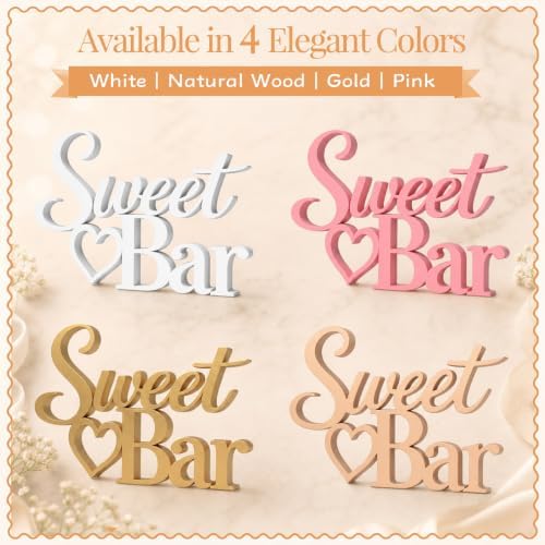 Sweet Bar Sign Natural Wood for Wedding Dessert Table Party Decor in 11 x 7 inches in Natural Wood, alternate view 6