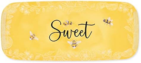 Sweet Bee Melamine Serving Tray, 15 x 6.5 Inch Rectangular Serving Platter, BPA Free Food Tray for Party