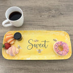 Sweet Bee Melamine Serving Tray, 15 x 6.5 Inch Rectangular Serving Platter, BPA Free Food Tray for Party, alternate view 2