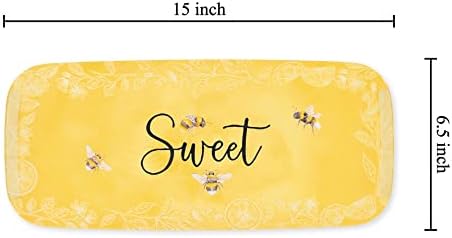 Sweet Bee Melamine Serving Tray, 15 x 6.5 Inch Rectangular Serving Platter, BPA Free Food Tray for Party, alternate view 3