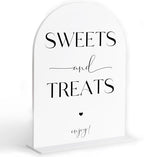 Sweets and Treats Sign, Candy Bar Supplies, White Arch Acrylic Wedding Sign, Wedding Signs for Ceremony and