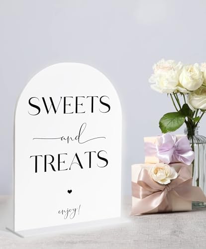Sweets and Treats Sign, Candy Bar Supplies, White Arch Acrylic Wedding Sign, Wedding Signs for Ceremony and, alternate view 2