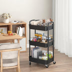 Sywhitta 3-Tier Plastic Rolling Utility Cart with Wheels for Storage, Black in Black, alternate view 4