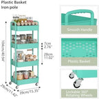 Sywhitta 4-Tier Plastic Rolling Utility Cart with Wheels for Storage, Green in Green, alternate view 3
