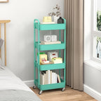 Sywhitta 4-Tier Plastic Rolling Utility Cart with Wheels for Storage, Green in Green, alternate view 6