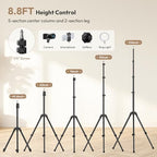 T270 Light Stand - 8.8FT/270cm Adjustable Photography Light Stand Tripod, Aluminum Portable Studio Lighting, alternate view 2