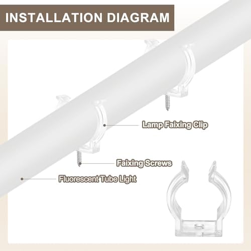 T6 U Clips Holder Bracket Fluorescent Tube Light Fixture Plastic Pipe Clamps with Screws for LED Bulbs Ceiling, alternate