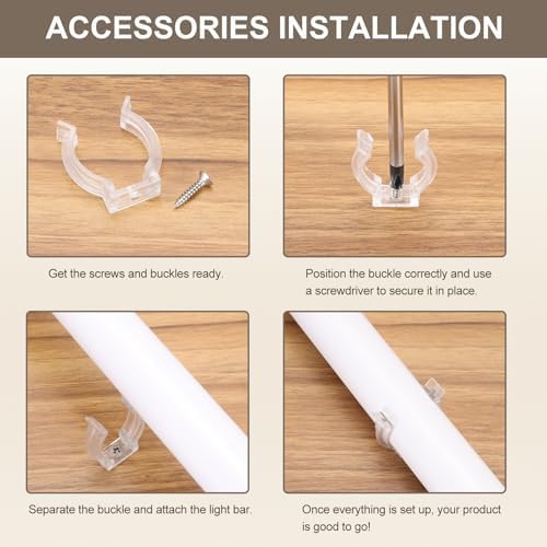 T6 U Clips Holder Bracket Fluorescent Tube Light Fixture Plastic Pipe Clamps with Screws for LED Bulbs Ceiling, alternate
