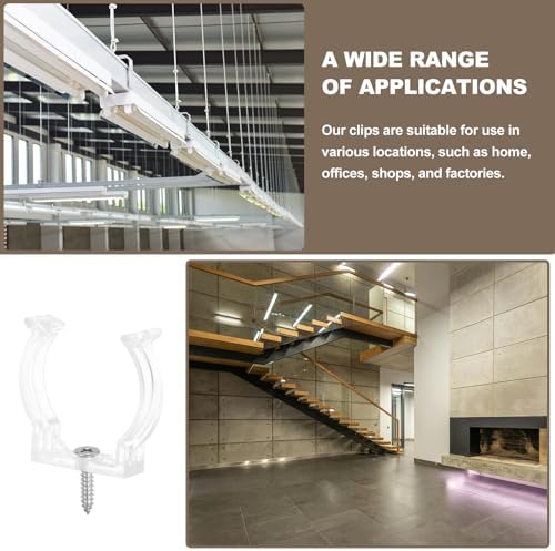 T6 U Clips Holder Bracket Fluorescent Tube Light Fixture Plastic Pipe Clamps with Screws for LED Bulbs Ceiling, alternate