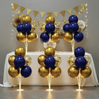 Table Balloon Stand Kit with LED Balloons - Set of 6 in 12 Inches in Gold & Navy