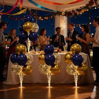 Table Balloon Stand Kit with LED Balloons - Set of 6 in 12 Inches in Gold & Navy, alternate view 5