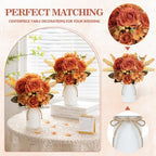 Table Centerpieces Set of 3 - Wedding Centerpieces for Tables with 6 Pcs Silk Rose Bouquets and 3 Pcs Metal, alternate view 6