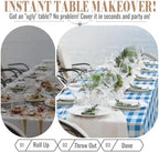Table Cover Roll, 54In x 300Ft Plastic Table Cloth Disposable in 54" x 3600" (Rectangular) in Blue Plaid, alternate view 3
