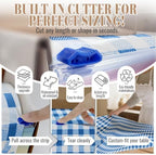 Table Cover Roll, 54In x 300Ft Plastic Table Cloth Disposable in 54" x 3600" (Rectangular) in Blue Plaid, alternate view 5