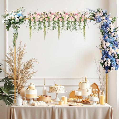 Table Rod Stand - 31.5-98.5" L, 16.5-48.5" H w/Clamps for Balloon Arch in 31.5-98.5" x 16.5-48.5" in Gold