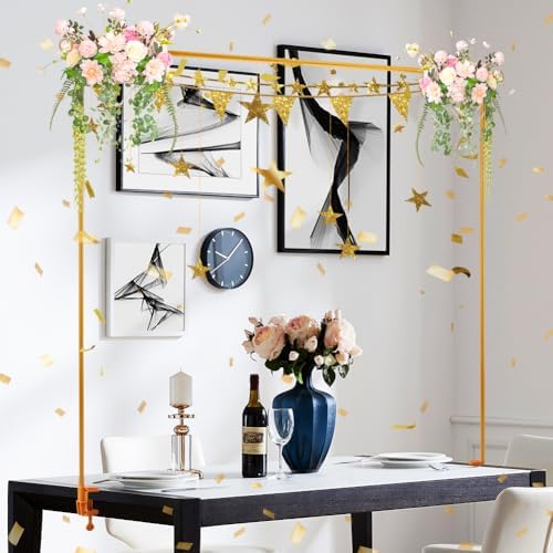 Table Rod Stand - 31.5-98.5" L, 16.5-48.5" H w/Clamps for Balloon Arch in 31.5-98.5" x 16.5-48.5" in Gold, alternate view 3