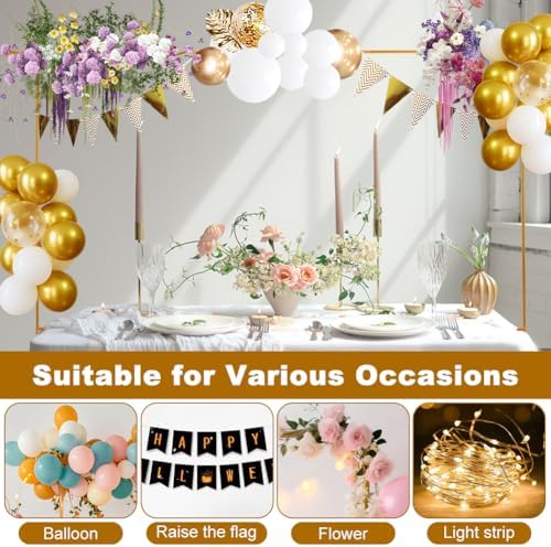 Table Rod Stand - 31.5-98.5" L, 16.5-48.5" H w/Clamps for Balloon Arch in 31.5-98.5" x 16.5-48.5" in Gold, alternate view 6