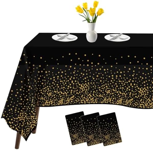 Tablecloths for Rectangle Tables, 3 Pack 54" x 108" Plastic Table Cloth Disposable Table Covers Engagement Party