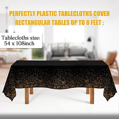 Tablecloths for Rectangle Tables, 3 Pack 54" x 108" Plastic Table Cloth Disposable Table Covers Engagement Party, alternate