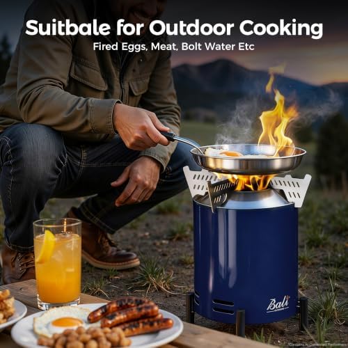 Tabletop Fire Pit Small Table Top Firepit Outdoor Smokeless Firepit Patio in Blue, alternate view 4