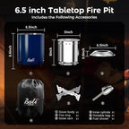 Tabletop Fire Pit Small Table Top Firepit Outdoor Smokeless Firepit Patio in Blue, alternate view 7