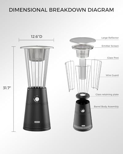 Tabletop Heater Patio Heater, 11,000 BTU Propane Patio Heater for Commercial, Balcony & Porch, Quartz Glass, alternate view 2