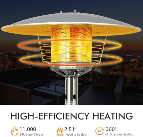 Tabletop Propane Patio Heater with Adjustable Flame, 11,000 BTU, alternate view 6