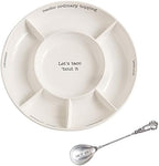 Taco bar Condiment Serving Platter, White in 14.50" Dia; 10 Inches Length in White/Silver
